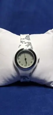 Accutime Youth/Teen White & Silver Elephant Band Wristwatch