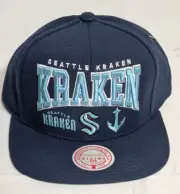 Mitchell & Ness Seattle Kraken Original Fit Adjustable Snapback Hat Navy Blue