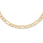 9kt Yellow Gold Silver Infused Figaro Necklace 50cm