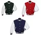 Varsity Bomber Letterman High Quality Wool Jacket Genuine Cowhide Leather Sleeve