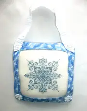 Complete Finished Cross Stitch/Beaded - Snowflake Doorknob Hanging Pillow