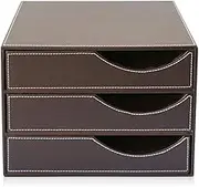 JSEIAJB File Manager- Desktop File Cabinet Leather Desktop Debris Finishing Storage Box Multi-Layer Drawer File Storage(Brown)