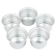 5Ps Metal Round Mini Cake Tray Tins Pan w/Removable Bottoms Baking Tool Reusable