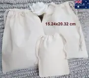 W15cm*H20cm Natural Premium Cotton Double Drawstring Reusable Bags 6x8 inches
