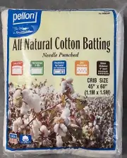 Pellon All Natural Cotton Batting Needle Punched Crib Size 45"X60" N-4560P