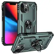 For iPhone 14 Plus Case, Protective Shockproof TPU/PC Cover, Ring Holder, Green