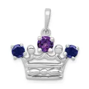Sterling Silver Amethyst u0026 Iolite Polished Crown Pendant