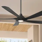 60" Possini Euro Eloquent Matte Black Damp LED Remote Ceiling Fan