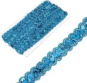 uxcell 2.3cm x 6m Sequin Trim Lake Blue Flat Sequin Braid Trim Strip Paillette Ribbon for Crafts, Embellishments, DIY Sewing Costume Decor