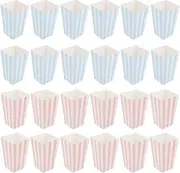 LUOZZY 24 Pcs Movie Theater Popcorn Boxes Paper Popcorn Boxes Popcorn Containers (Pink+Blue Stripe)