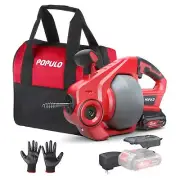 POPULO 20V Cordless Drain Auger 25ft Auto-Feed 2.0Ah Battery Sewer Snake 3/4-2in