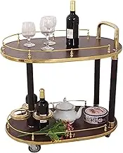 Kitchen Cart Rolling Cart Stainless Steel Bracket Solid Wood Tray 3-Tier Serving Trolley Wood Metal Bar Cart Offers Plenty of Storage Space Drink Cart