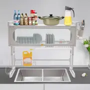 Over The Sink Dish Drying Rack,Adjustable Height Dish Rack with Flip Door,Ove...