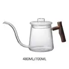 Pour Over Kettle Ergonomic Wooden Handle with Lid Stovetop Gooseneck Kettle for