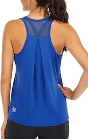 [Fihapyli] ICTIVE Workout Tops for Women Loose fit Racerback Tank Tops for Women Mesh Backless Muscle Tank Running Tank Tops