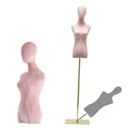 Female Dress Form Velvet Mannequin Body with Metal Stand, Detachable A Pink