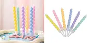 Candy Coloured Spiral Candles Set,Colorful Happy Birthday Candles,Twisty Curly Coil Candles,Creative Fun Long Thin Wedding Birthday Candles Set,Party Supplies,Cake Decoration,6 Pack
