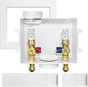 HeSun Washing Machine Outlet Box, 1/2 Inch Push-Fit Inlet x 3/4 Inch MHT Outlet, Push to Connect Pex Washer Box with Center Drain,with Copper Water Hammer Arrestor