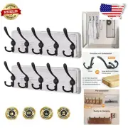 Elegant Wall Coat Rack with Weathered Finish & 5 Tri Hooks - Rustic Home Upgrade