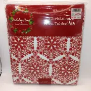Christmas Round Tablecloth 60 Inch Red Snowflake Peva Round Red Christmas