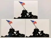 Raising the Flag on Iwo Jima Stickers Lot of 3 Vend Mach Decal American USA Flag