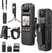 Losfom Z11 Body Camera with Audio Video Recording, 128GB Small Body Camera with 180°Rotatable Lens, 6HR Battery and Night Vision, Portable Camera for Pet, Home,