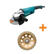 Makita Angle Grinder 7" 15A Corded w/ 7" 24 Segment Diamond Cup Wheel Power Tool