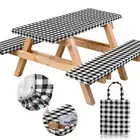 Vinyl Fitted Picnic Table Cover with Bench Covers and Bag, 6ft Outdoor