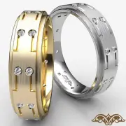 Round Diamond Eternity Mens Wedding Band Step Edge 14k White Gold 0.16 Ctw