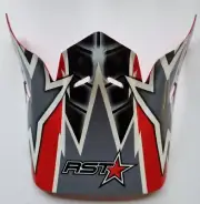 NEW OLD STOCK RST MOTOCROSS MX HELMET PEAK/VISOR RED/GREY GLOSS