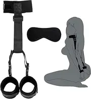 BDSM Sex Toys Set - Neck to Wrist Bondage Restraints - Adult Behind Back Beginner Handcuffs Collar with Blindfold Adjustable Bondage Gear & Accessories, Handcuff for Bed SM Games Play Sex Toy for Couples