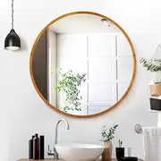 Embellir Round Wooden Mirror, 80cm Wall Mirror,Easy to Install,Circle Wall Mounted with Simple Lightweight Wooden Frame, Large Wall Makeup Hanging Mirrors for Home Decor,Bathroom, Hallway