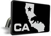 California State Map (Design) - Premium Quality Anodized Billet Aluminum Laser Etched UV Resistant Metal Trailer/Tow Hitch Cover for 2" Receivers, Luxury Product for Truck, SUV or Car