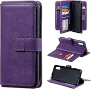 [TiHen] Compatible for Case Samsung Galaxy A21S, Wallet Case PU Leather Flip with 10 Card Slots, Magnetic Kickstand Cover+2X Temper Glass Screen Protector-Purple
