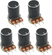 HKIDKK 1pcs WH148 1K 2K 5K 10K 20K 50K 100K 500K 1M Ω 3Pin Knurled Shaft Linear Taper Rotary Potentiometer Resistor w/Knob for Audrino(2K Ohm)