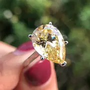 Gica Gema 925 Silver 10ct Water Drop 10*14 Carat Personalized Gorgeous Ring For Women Fine High Grade Jewelry Gift yellow 5