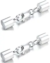 5pcs Sterling Silver End Caps Endcap with Lobster Clasp for 3.5mm to 4mm Leather Cord (26mm Long) SS293