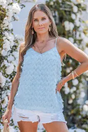 Cupshe Sundae Swirl Blue Top - Sky,M