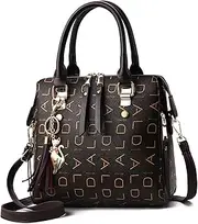 [Qiayime] Womens Fashion Purses and Handbags PU Tassel Leather Top Handle Satchel Shoulder Tote Crossbody Bags for Women