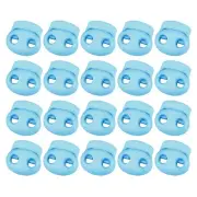 40Pcs 5mm Plastic Cord Locks Double Hole Spring Toggle Stopper, Light Blue