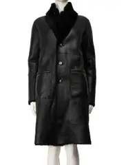 Black Reversible Shearling Leather Coat