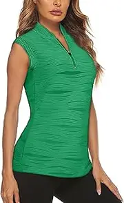 [Luranee] Women's Sleeveless Golf Shirt Zip Up Tennis Quick Dry Tank Tops Polo Tank Tops for Women