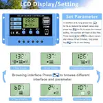 30A 20A 10A 太陽能充電控制器 12V 24V 汽車太陽能電池板光伏 LCD 控制器,用於鉛酸電池,鋰電池雙