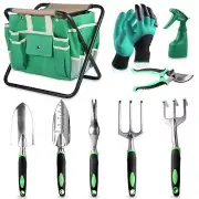 9 PCS All-in-one Garden Tools Set, Heavy Duty Cast-Aluminium Alloy Gardening ...
