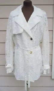 NEW $1250 McQ Alexander McQueen Lace Trench 42 6 Drawstring Floral Ivory