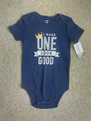 I Make One Look Good Carter's boy girl one piece blue crown 24 months Birthday