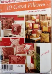 SIMPLICITY 0688 Home Decorating 10 Great PILLOWS Sewing Pattern 2003 UNCUT