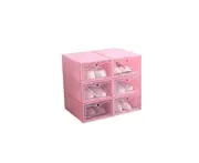 Transparent Dustproof Moistureproof Thickened Flip Shoes Bedroom Storage Box - PINK