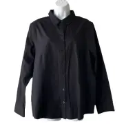 CHICOS 3 No Iron All Seasons Classic Shirt 16/18 Black Coolmax Business Casual