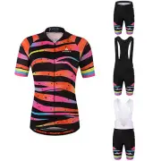 Colour Zebra Female Bike Clothes Set Ladies Cycling Jersey and (Bib) Shorts Kit